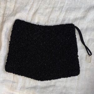 Black Persian Curly Lamb Hand Warmer Muff & Purse, Like New, Satin Interior